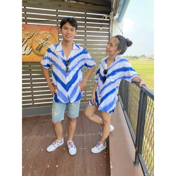 เสื้อเชิ๊ตมัดย้อมครามธรรมชาติ ผ้าฝ้ายแมมเบิด thumbnail 5