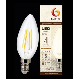 หลอด LED 4W คลาสสิค ขั้ว E14 เเสง Warm (แบบจำปา) (แพ็ค 1,4 ดวง)