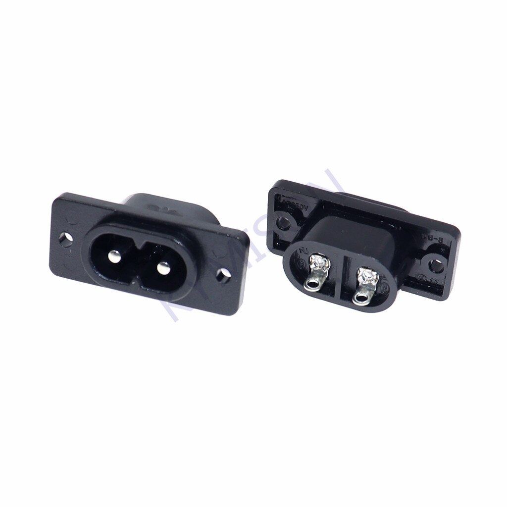 ปลั๊กไฟ AC, IEC 320 C8 ชาย Firgure 8 อะแดปเตอร์ซ็อกเก็ตสีดําป้องกันการโอเวอร์โหลดซ็อกเก็ตทางเข้า AC-006