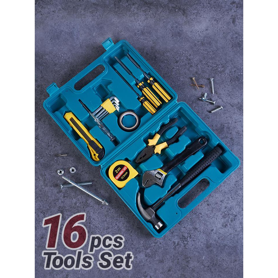 ส่งฟรีชุดเครื่องมือช่างอเนกประสงค์ ขนาดพกพาจำนวน 16 ชิ้น  16pcs Tools Set เก็บเงินปลายทาง