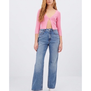 Stradivarius  Vintage flared jeans กางเกงยีนส์ขายาวทรงขาบานวินเทจเอวสูงสียีนส์ เนื้อผ้ายีนส์ไม่ยืด