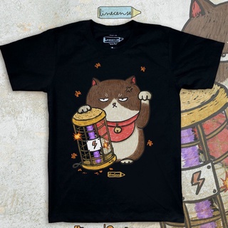 Annoyed Cat แมวจอมรำคาญ ~ เสื้อยืด คุณภาพ สีดำ Black Premium Cotton 100 T-shirt