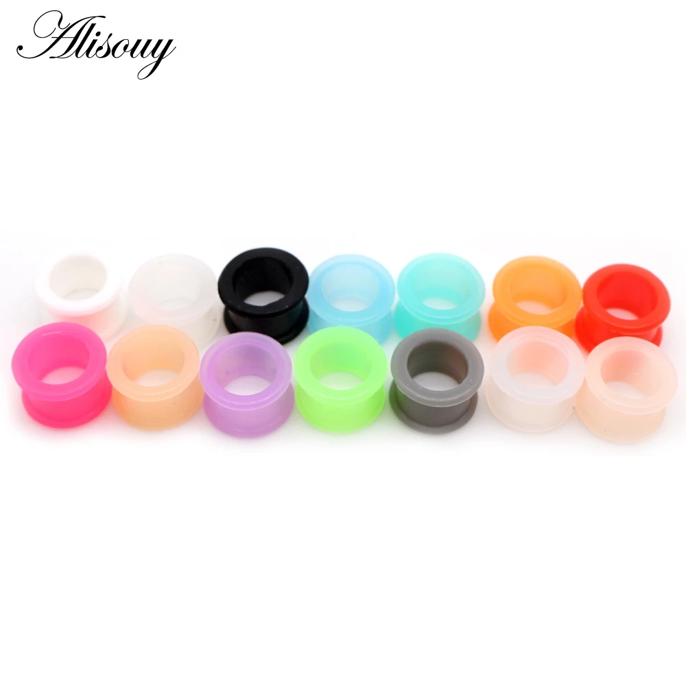 Alisouy 2 ชิ้น 8-16 มม.ซิลิโคนหูปลั๊กและอุโมงค์เจาะหู Earlets สกรูต่างหู Expander EAR Gauges Body เครื่องประดับ