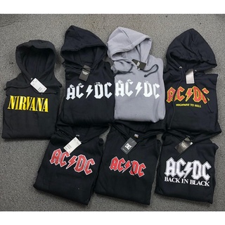 เสื้อกันหนาว มีฮู้ด สีดํา พรีเมี่ยม ACDC NIRVANA 7