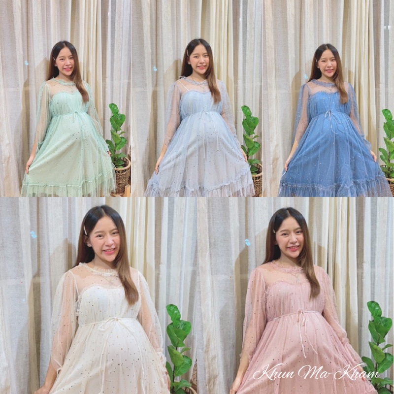 งานนำเข้าพร้อมส่งจากไทย ชุดเดรสฟรุ้งฟริ้งลุคคุณหนูกริตเตอร์ลายดาว ใส่ออกงานสวยหวาน มีหลายแบบให้เลือก คลุมท้องได้สวยตรงปก