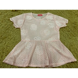 💥💥PINK Crop ผ้ายืดได้ สีชมพูหวานมาก ลูกไม้ทั้งชุด สภาพใหม่ อก32-34 งานดีใส่สวยค่ะ ..