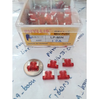 ฟิวส์ เสียบ จิ๋ว ( 5ตัว ) 10 A แอมป์ amp Mini Fuse สีแดง (เล็กขาสั้น) PHILLIS ATY Blade Fuse ฟิว เสียบ ฟิวซ์ แอม เล็ก