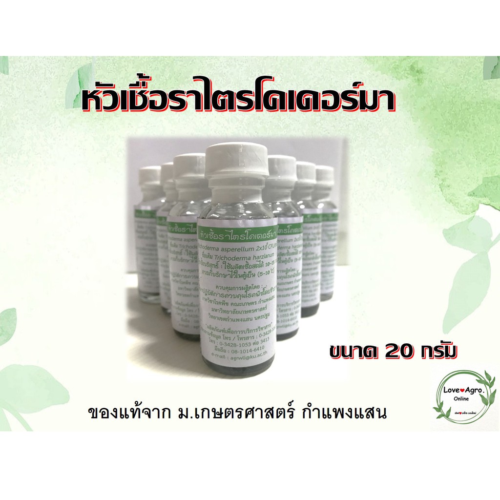 หัวเชื้อไตรโคเดอร์มา ของแท้ 100% จาก ม.เกษตรกำแพงแสน ขนาด 20 กรัม ใช้ขยายเชื้อสดได้ 20-25 กิโลกรัม