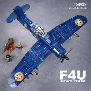 ทหาร WW2 US F4U Fighter Block Diy Corsair เครื่องบินรุ่น Army Building อิฐของเล่นสำหรับ Boy Children