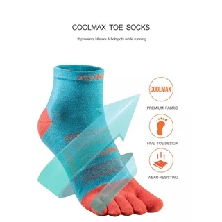 ถุงเท้าแยกนิ้ว AONIJIE E4802 แบบข้อยาวเหนือตาตุ่ม ผลิตจากเส้นใยสังเคราะห์ Coolmax เหมาะสำหรับวิ่งทุกระยะ ของแท้ 100%