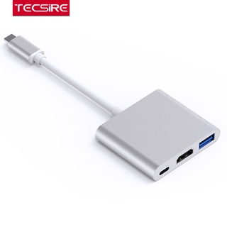 3 ใน 1 อะแดปเตอร์ USB C Type C เป็น HDMI 4K พอร์ต USB 3.0 พร้อมพอร์ตเอาต์พุต Type-C Power (PD)