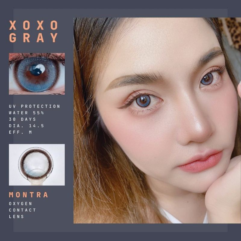 ⚡Montralens⚡Xoxo Gray💥มนตราเลนส์💥คอนแทคเลนส์สายตา💥คอนแทคเลนส์กรองแสง💥แถมฟรีตลับทุกคู่