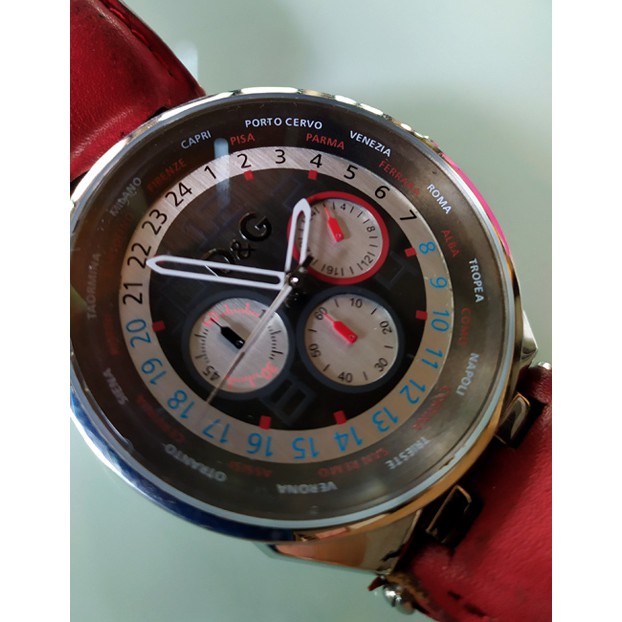 นาฬิกา DOLCE & GABBANA แบรนด์หรูดังจากอิตาลี Unique Red Leather Men’s Watch หายาก.