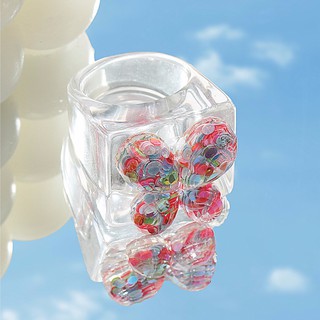 แหวนผีเสื้ออคริลิคใส Butterfly clear resin ring