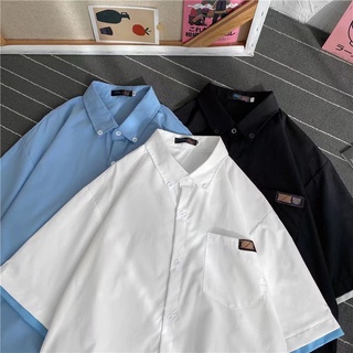 Shirt【M-3XL】Japanese-style Fashion casual mens short sleeve shirt Personalized stitching shirt Handsome jacket Oversized loose and comfortable five-point sleeve shirt