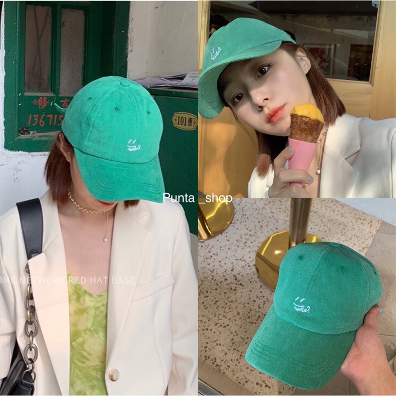 (พร้อมส่ง ทุกสี ) หมวกปักหน้ายิ้ม ;) สีเขียวเข้มและสีเทาสุดเก๋ แฟชั่นสุดๆ