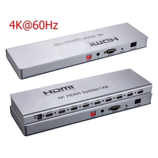 4k2k @ 60Hz HDMI สปริตเตอร์ 8 พอร์ต 4K V2.0 60Hz UHD 1X8 HDMI Splitter EDID RS232