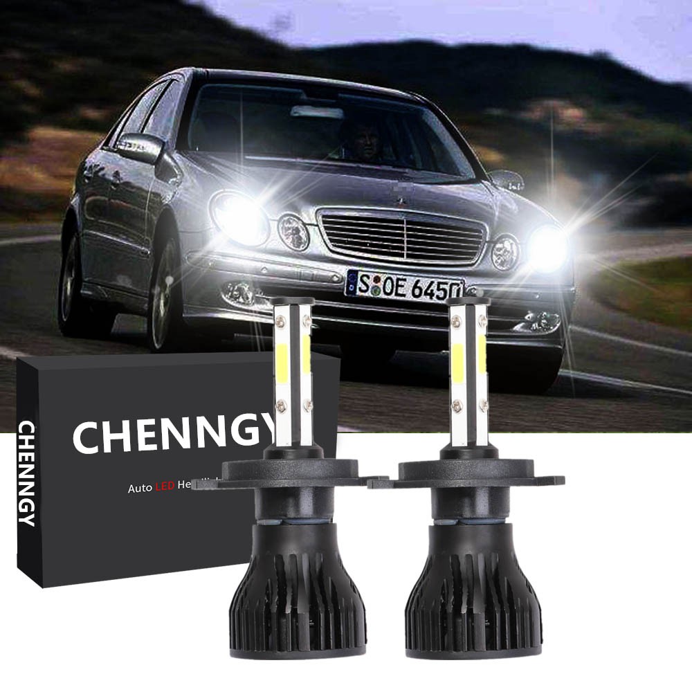 สําหรับ Mercedes Benz W211 W210 W124 W212 W204 W203 W205 W220 W221 คู่หลอดไฟ 4Side H7 LED ไฟหน้า Bri