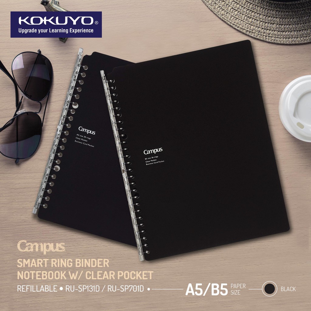 Kokuyo Campus Smart Ring Binder Notebook พร้อมกระเป๋าใส A5/B5 (รีฟิล)
