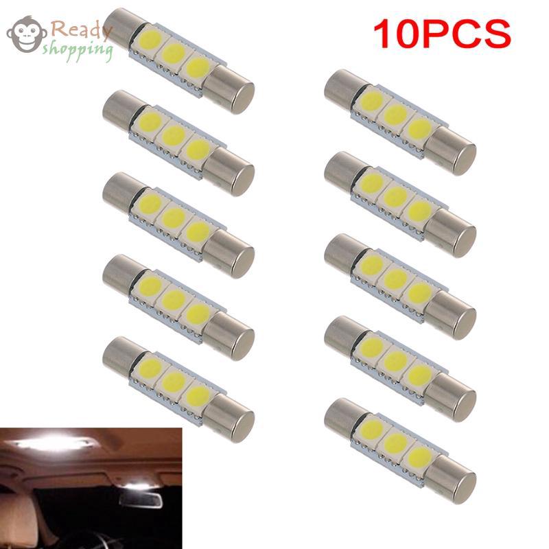 หลอดไฟ led สีขาว 29 มม. 5050 3smd 10 ชิ้น