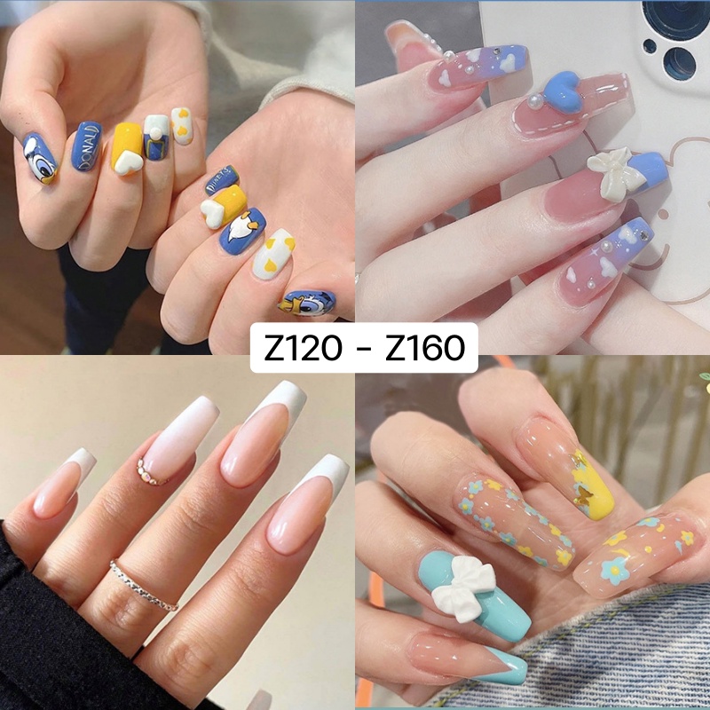 [ร้านไทย] เล็บเจล24ชิ้น งานอลัง เล็บปลอมสำเร็จรูป Z121-Z160 [มีบริการเก็บเงินปลายทาง]