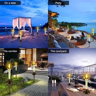โคม LED ไร้เปลวไฟ / โคมไฟกลางคืน พลังงานแสงอาทิตย์ แบบเสียบพื้น / โคมไฟตกแต่ง อเนกประสงค์ ในร่ม กลางแจ้ง