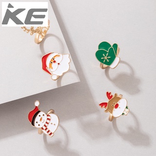 Holiday Ornaments Santa Claus Elk Drip Ring Set of Five Gloves Snowman Ring Set for girls for