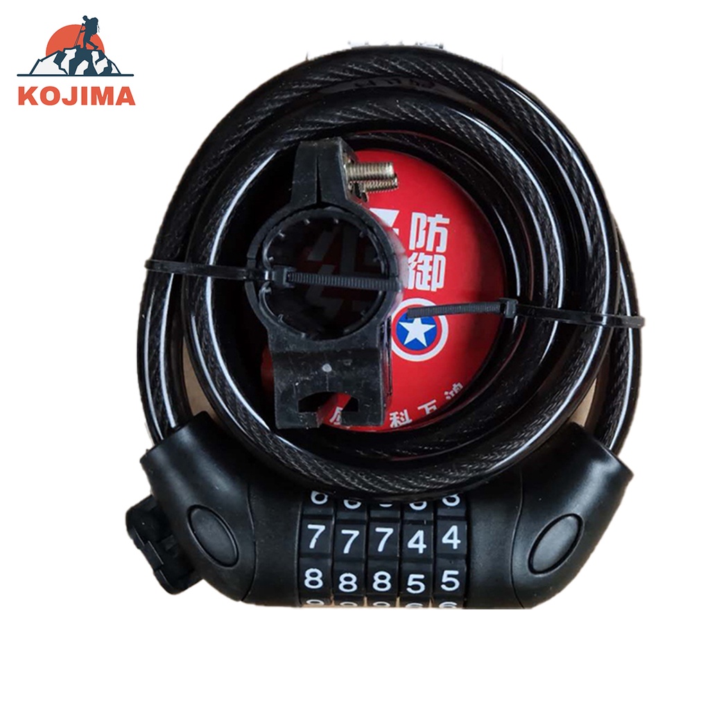 KOJIMA สายล็อคอเนกประสงค์ สายล็อคจักรยาน ที่ล็อคจักรยาน อุปกรณ์ล็อคจักรยาน สายล็อครหัส5ตัว Bicycle l