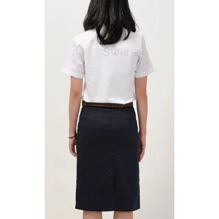 S-white [ นักศึกษา นิสิต รับปริญญา ] เสื้อพิธีการตัวตรง แขนพับหน้าว่างหลังว่าง SW-COM-13