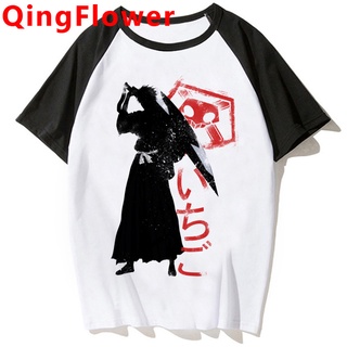 เสื้อยืด พิมพ์ลายอนิเมะ Samura Bleach สีขาว สไตล์วินเทจ ฮาราจูกุ สําหรับผู้หญิง คู่รัก