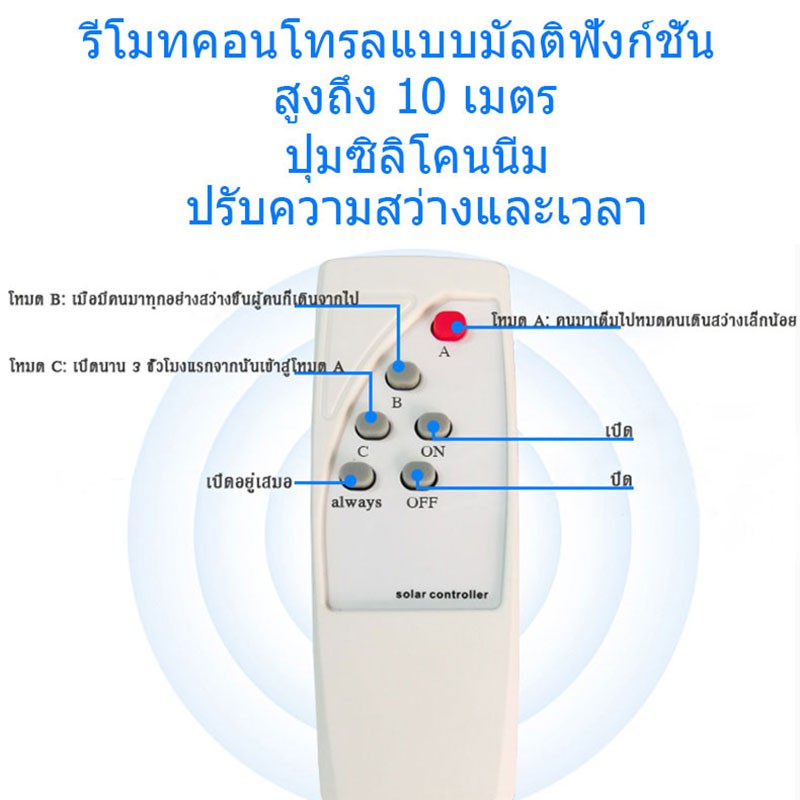 【รับประกัน30ปี】ไฟถนนโซล่าเซลล์ โซล่าเซลล์ Solar Light ระบบเซ็นเซอร์ตรวจจับร่างกาย กันน้ำ ป้องกันฟ้าผ่า แสงสีขาว - รูปที่ 7