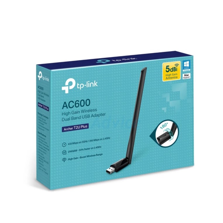 Wireless USB Adapter TP-LINK (Archer T2U Plus) AC600 Dual Band High Power