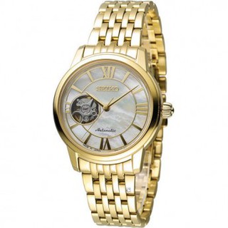 Seiko SSA850J1 Gold Automatic Stainless Semi Skeleton womans Dress Watch SSA850J1