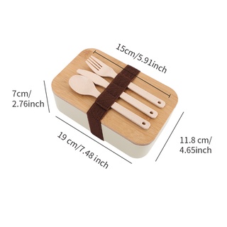 Airtight School Durable Fork Spoon Office Easy Clean Microwave Safe Kids Adults With Cutlery Wooden Lid Lunch Box