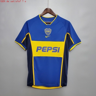 เสื้อกีฬาแขนสั้น ลายทีมชาติฟุตบอล boca juniors 02-03 ชุดเยือน สไตล์เรโทร สําหรับผู้ชาย