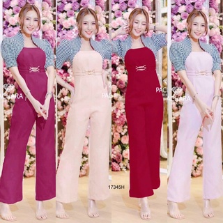 MF17345 Jumpsuit จั้มสูท ขายาว ช่วงเอวแต่งเหล็กเข็ดขัดทองคาดเอว งานสุดหรู ทรงเข้ารูปสวย งานน่ารักๆดีไซน์เก๋ คอล​ใหม่