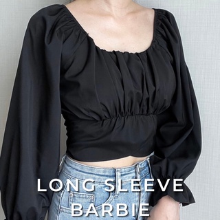 HAJIN.CO - LONG SLEEVE BARBIE (เสื้อแขนยาวครอป, เสื้อแขนตุ๊กตาครอป, เสื้อแขนตุ๊กตา, เสื้อผูกหลัง)