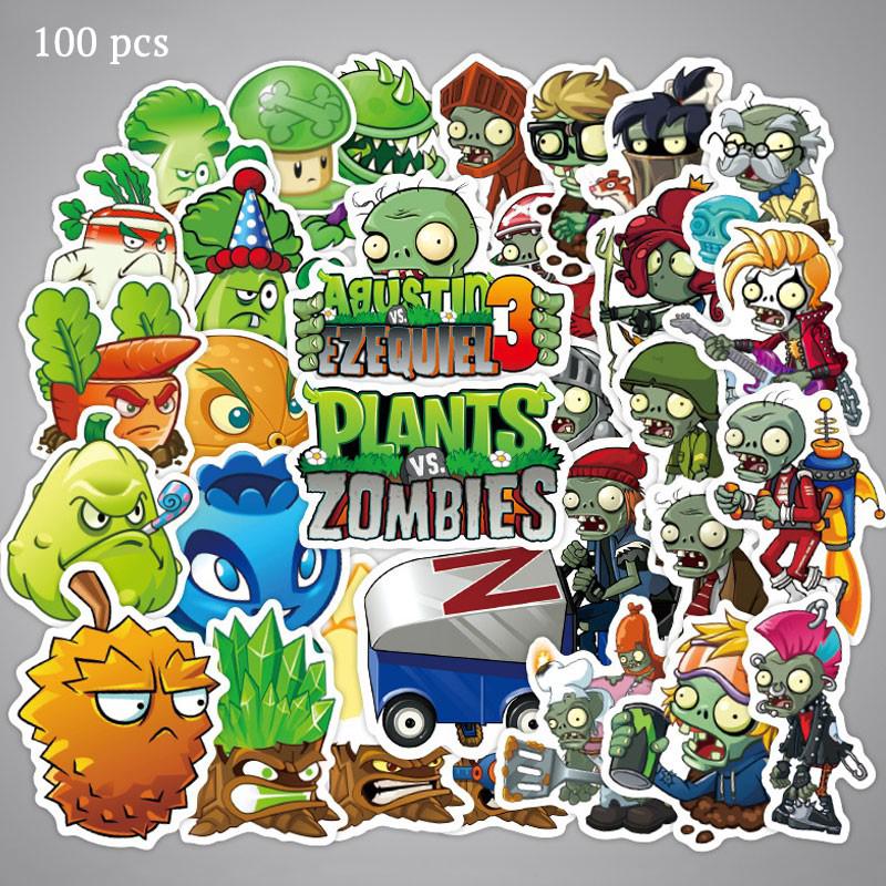 Y&amp;P| Plants vs. Zombies สติกเกอร์กันน้ำรูปแบบที่แตกต่างกัน, 100 ชิ้น