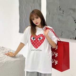 เสื้อยืดแขนสั้น ผ้าฝ้ายแท้ พิมพ์ลาย Pl -ay Love Heart สําหรับผู้ชาย และผู้หญิง