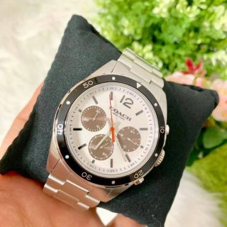 นาฬิกาข้อมือ นาฬิกาข้อมือผู้ชาย COACH Sullivan White Dial Mens Chronograph Stainless Steel Watch