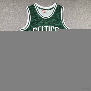 เสื้อกีฬาแขนกุด ลายทีม BKB NBA Jersey Boston Celtics x BAPE No.93 สีเขียว พลัสไซซ์