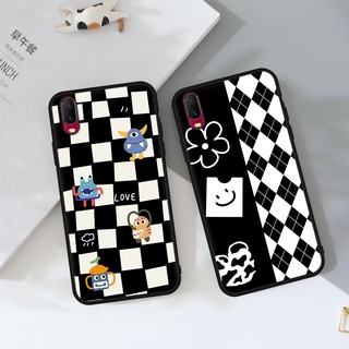 Black and white checkered phone case เคสโทรศัพท์มือถือ TPU ผิวด้าน กันกระแทก สําหรับ VIVO Y19 Case VIVO Y20 Y12S Y20S Y51 Y53 Y55 Y66 Y67 Y69 Y50G Y30 Y50 M025