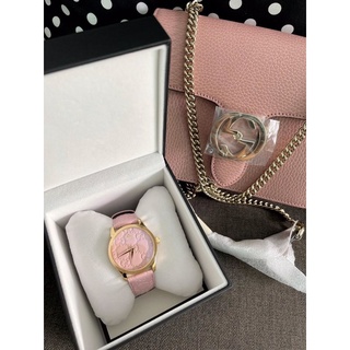 🦋สินค้าพร้อมส่ง🦋  New🍥 Gucci G Timeless 🌸🌸 สายหนัง ขนาดหน้าปัด 38mm. 🇮🇹 มีใบรับประกัน สวย เรียบ หรู ราคาดีมากก