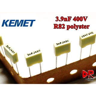 (10 ชิ้น) 3.9nF 3900pF 392 400V MKT R82 ยี่ห้อ AV KEMET ตัวเก็บประจุ ฟิล์ม ชนิด โพลีเอสเตอร์ (Polyester) อิตาลี