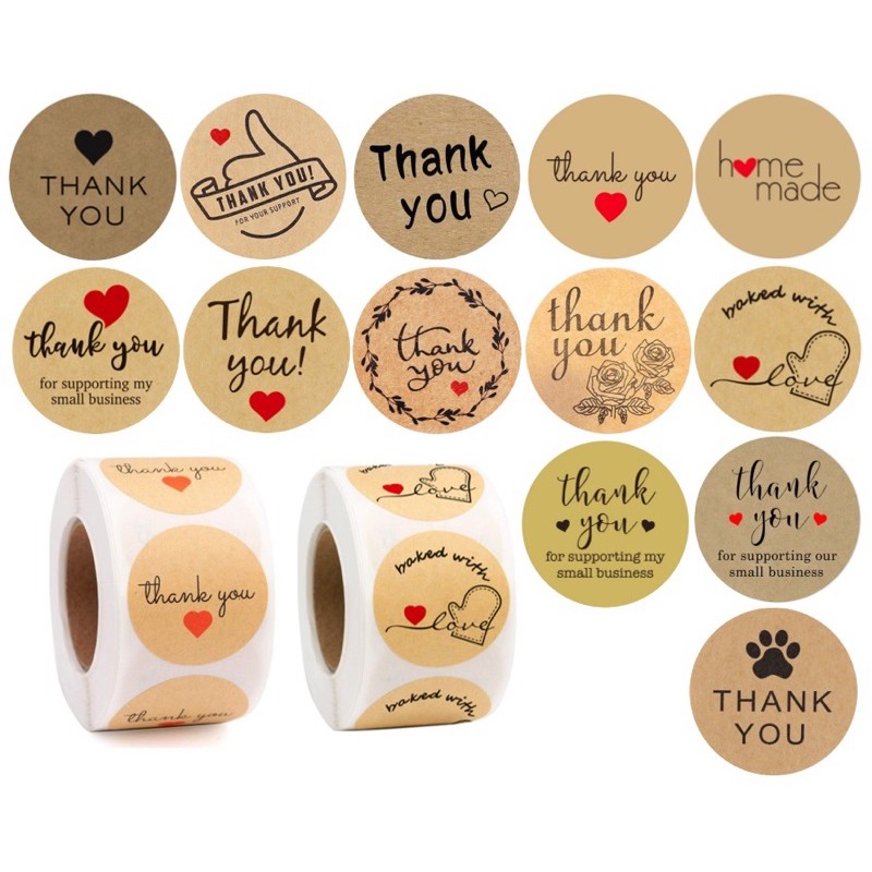 (SET 1)Sticker thank you สติกเกอร์ขอบคุณ สติ๊กเกอร์ขอบคุณ สติ๊กเกอร์ ติดกล่อง ติดถุงขนม ขอบคุณลูกค้า