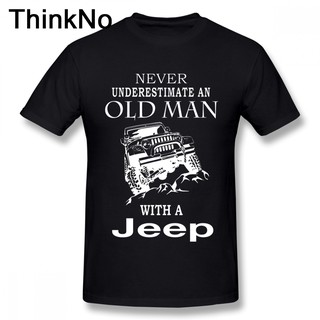 เสื้อยืดพิมพ์ลาย old man พร้อม A Jeep 3 D สำหรับผู้ชาย