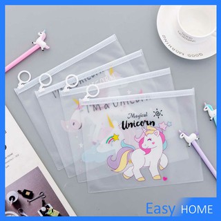 สร้างสรรค์ Pony File Bag กันน้ำและกันน้ำนักเรียนสากลโปร่งแสงถุงเก็บเครื่องเขียน ถุงเก็บดินสอกรณีโปร่งแสง / file holder