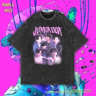 เสื้อยืด ขนาดใหญ่ สีม่วง | หินล้างทําความสะอาด | เสื้อเชิ้ต Jungkook | เสื้อยืด พิมพ์ลาย Bts | ศิลปินเกาหลี | เสื้อยืด ข