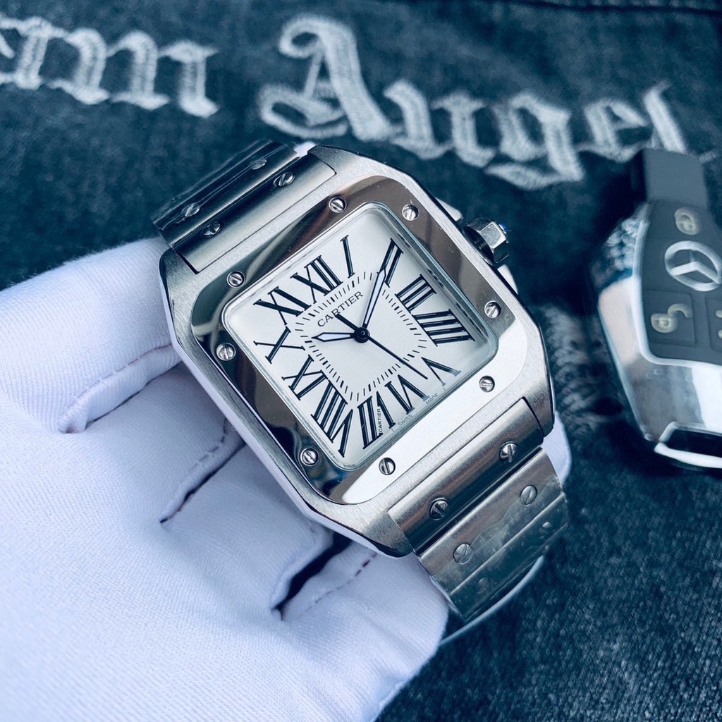 ค.า.ร์.เ.ที.ย.ร์ คาร์เทียร์Classic Santos Men's Watches นาฬิกาข้อมือสำหรับธุรกิจ นาฬิกาบูติก