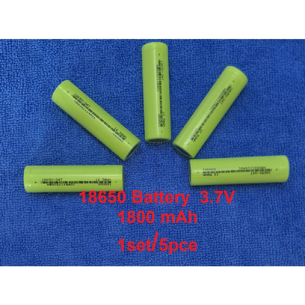 18650 แบตเตอรี่ 3.7V 1800mAh(เขียว)แพค 5ก้อน